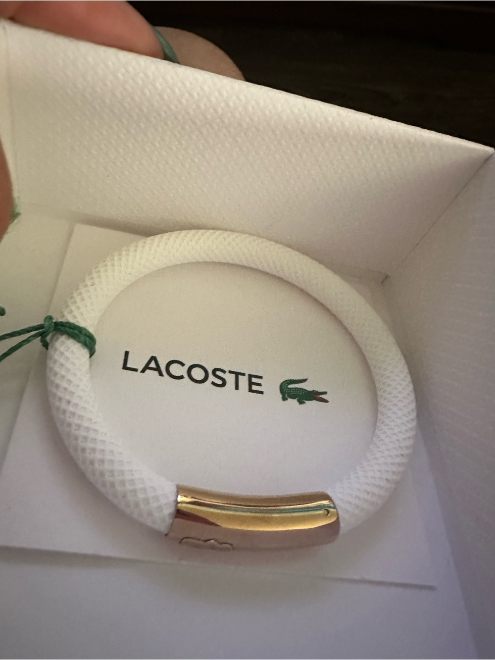 Lacoste White Mesh Bracelet with Gold-Tone Accent